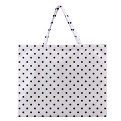 White Polka Dots Zipper Large Tote Bag by jumpercat