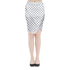 White Polka Dots Midi Wrap Pencil Skirt by jumpercat