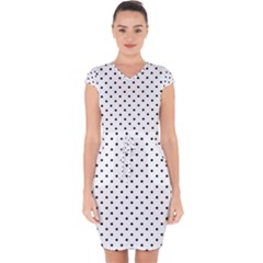 White Polka Dots Capsleeve Drawstring Dress  by jumpercat