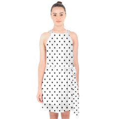 White Polka Dots Halter Collar Waist Tie Chiffon Dress by jumpercat