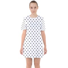 White Polka Dots Sixties Short Sleeve Mini Dress by jumpercat