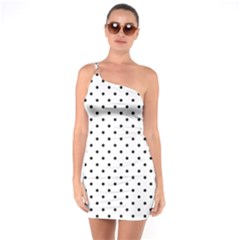 White Polka Dots One Soulder Bodycon Dress by jumpercat