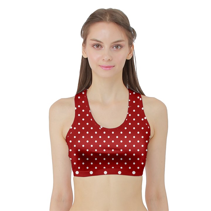 Red Polka Dots Sports Bra with Border