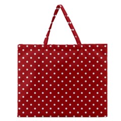 Red Polka Dots Zipper Large Tote Bag by jumpercat