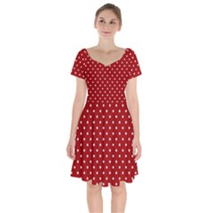 Red Polka Dots Short Sleeve Bardot Dress by jumpercat