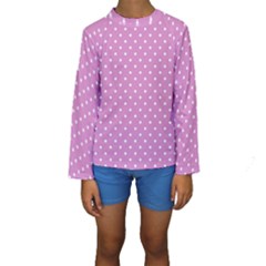 Pink Polka Dots Kids  Long Sleeve Swimwear by jumpercat