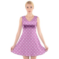 Pink Polka Dots V-neck Sleeveless Skater Dress by jumpercat