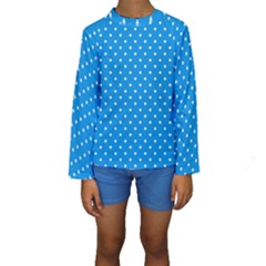 Blue Polka Dots Kids  Long Sleeve Swimwear by jumpercat