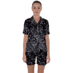 Dark Leaves Satin Short Sleeve Pyjamas Set by jumpercat