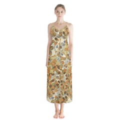 Leaves Autumm Button Up Chiffon Maxi Dress by jumpercat