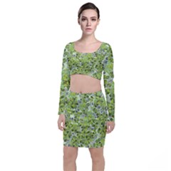 Leaves Fresh Long Sleeve Crop Top & Bodycon Skirt Set by jumpercat