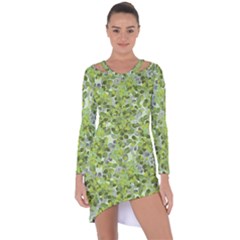 Leaves Fresh Asymmetric Cut-out Shift Dress by jumpercat