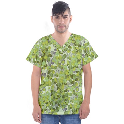 Leaves Fresh Men s V-neck Scrub Top by jumpercat