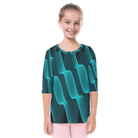 Background Light Glow Blue Green Kids  Quarter Sleeve Raglan Tee by Nexatart