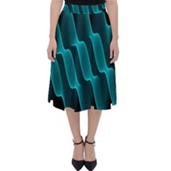 Background Light Glow Blue Green Folding Skater Skirt by Nexatart