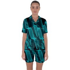 Background Light Glow Blue Green Satin Short Sleeve Pyjamas Set by Nexatart