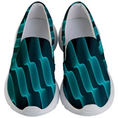 Background Light Glow Blue Green Kid s Lightweight Slip Ons