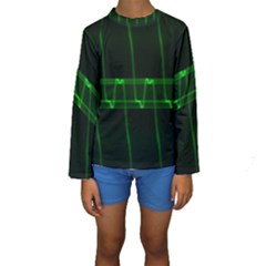 Background Signal Light Glow Green Kids  Long Sleeve Swimwear by Nexatart