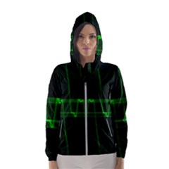 Background Signal Light Glow Green Hooded Wind Breaker (women) by Nexatart