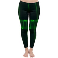 Background Signal Light Glow Green Classic Winter Leggings by Nexatart