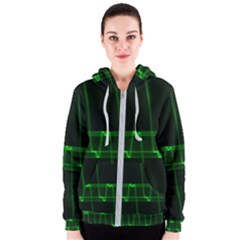 Background Signal Light Glow Green Women s Zipper Hoodie by Nexatart