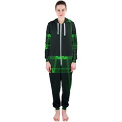 Background Signal Light Glow Green Hooded Jumpsuit (ladies)  by Nexatart