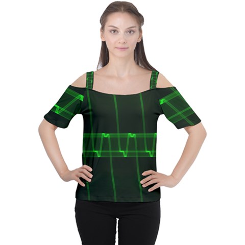 Background Signal Light Glow Green Cutout Shoulder Tee by Nexatart