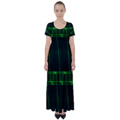 Background Signal Light Glow Green High Waist Short Sleeve Maxi Dress by Nexatart