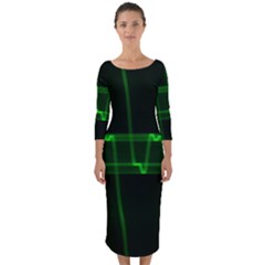 Background Signal Light Glow Green Quarter Sleeve Midi Bodycon Dress by Nexatart