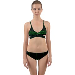 Background Signal Light Glow Green Wrap Around Bikini Set