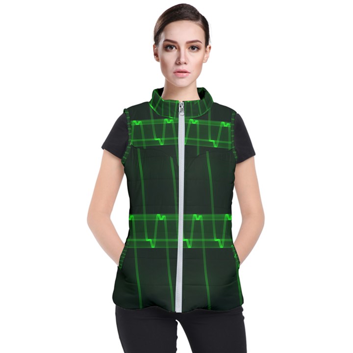 Background Signal Light Glow Green Women s Puffer Vest