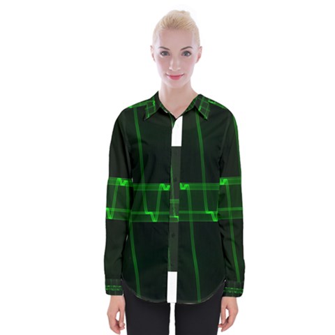 Background Signal Light Glow Green Womens Long Sleeve Shirt by Nexatart