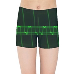 Background Signal Light Glow Green Kids Sports Shorts by Nexatart