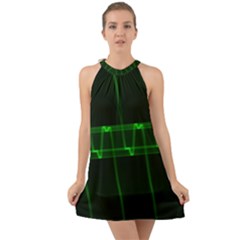 Background Signal Light Glow Green Halter Tie Back Chiffon Dress by Nexatart