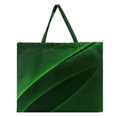 Background Light Glow Green Zipper Large Tote Bag by Nexatart