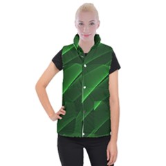 Background Light Glow Green Women s Button Up Puffer Vest by Nexatart