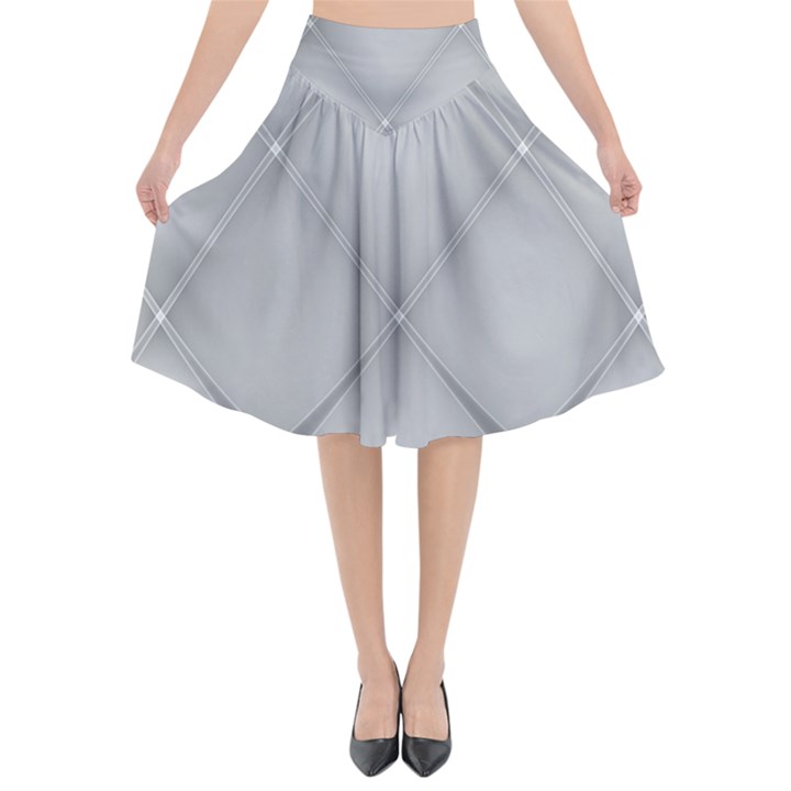 Background Light Glow White Grey Flared Midi Skirt