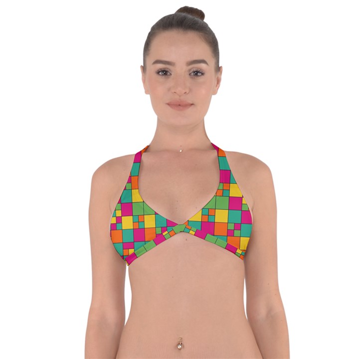 Abstract Background Abstract Halter Neck Bikini Top