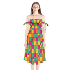 Abstract Background Abstract Shoulder Tie Bardot Midi Dress by Nexatart