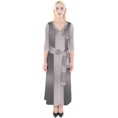 Wall Steel Ivory Creative Texture Quarter Sleeve Wrap Maxi Dress