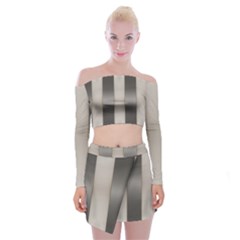 Wall Steel Ivory Creative Texture Off Shoulder Top With Mini Skirt Set by Nexatart