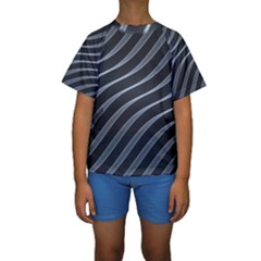 Metal Steel Stripped Creative Kids  Short Sleeve Swimwear by Nexatart