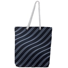 Metal Steel Stripped Creative Full Print Rope Handle Tote (large)