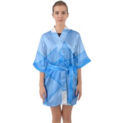 Background Light Glow Blue Quarter Sleeve Kimono Robe