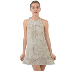 Background Wall Marble Cracks Halter Tie Back Chiffon Dress by Nexatart