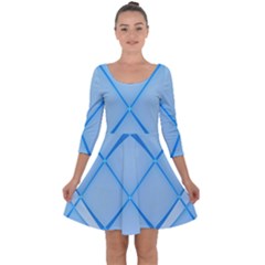 Background Light Glow Blue Quarter Sleeve Skater Dress