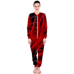 Red Abstract Art Background Digital Onepiece Jumpsuit (ladies)  by Nexatart