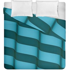 Curtain Stripped Blue Creative Duvet Cover Double Side (king Size) by Nexatart