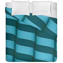 Curtain Stripped Blue Creative Duvet Cover Double Side (california King Size) by Nexatart