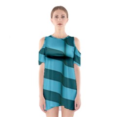 Curtain Stripped Blue Creative Shoulder Cutout One Piece